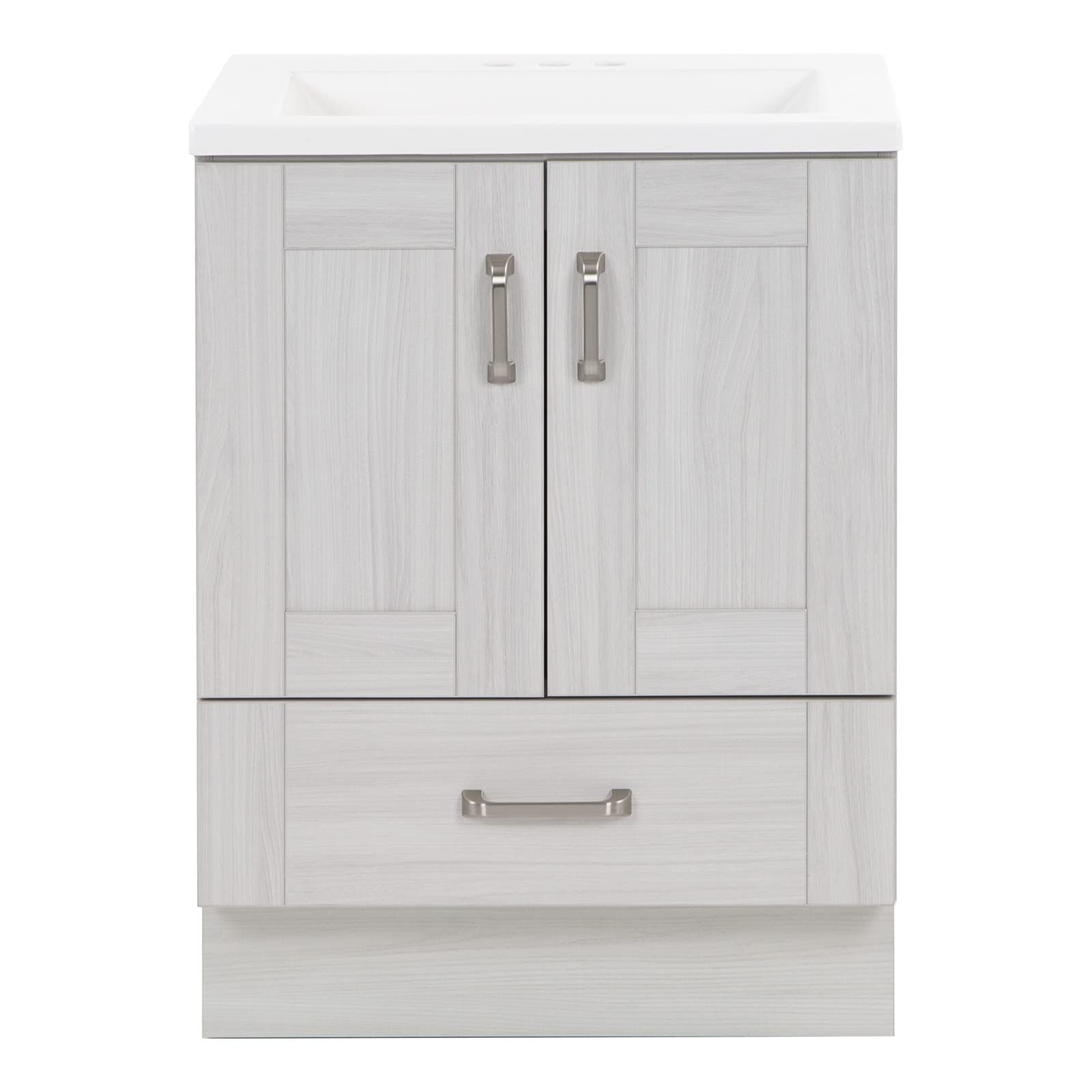 Photo 1 of ***FOR PARTS ONLY***Spring Mill Cabinets Noelani 24 Inch Bathroom Vanity with White Single Sink Top, 2-Door Cabinet, 1 Drawer, 24.5" W x 18.75" D x 32.89" H, Elm Sky