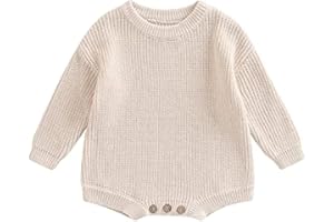 woshilaocai Baby Boy Girl Sweater Oversized Long Sleeve Romper Warm Crewneck Bodysuit Knitted Winter Clothes