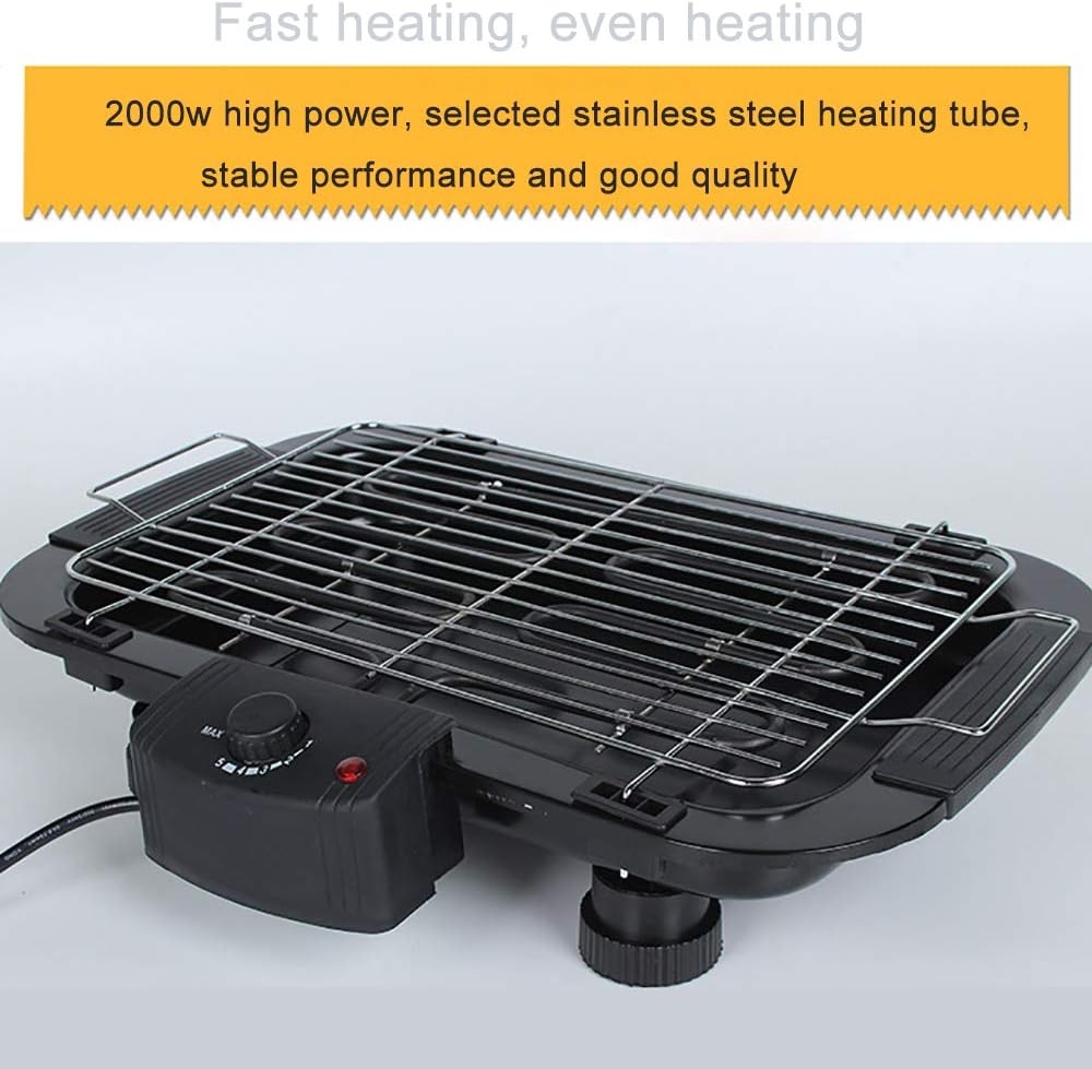review AWLLY Electric Smokeless Grill Portable BBQ Indoor Washable Barbecue Grill Non Stick Grill Drip Tray, 2000 W,Black