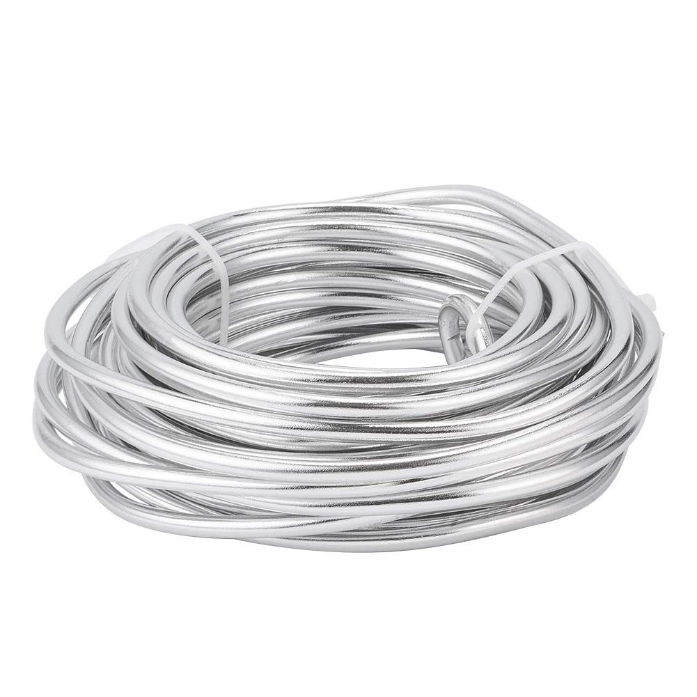Beadthoven 32.8 FT Silver Aluminum Craft Wire 4 Gauge (5mm) Bendable Flexible Metal Beading Wire for Jewelry Making Wrapping Floral Sculpting