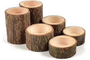 Yikko Wooden Tea Light Candle Holders, Personalized Wooden Votive Tealight Holder for Wedding Centerpieces for Table, Wedding |Birthday Party |Valentine's Day |Home Decoration - Set of 6