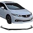 FREEMOTOR802® Front Bumper Lip Splitter Air Dam Chin Spoiler Lower Guard, Compatible with 2013-2015 Honda Civic Sedan, Exterior Body Replacement Parts Styling Trim, JDM Type A Style Unpainted Black PU