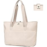 Large Tote Bag for Women, Foldable Tote Shoulder Bag with YKK Zip and Bottom Padded Design, 22L Handbag for Travel Work