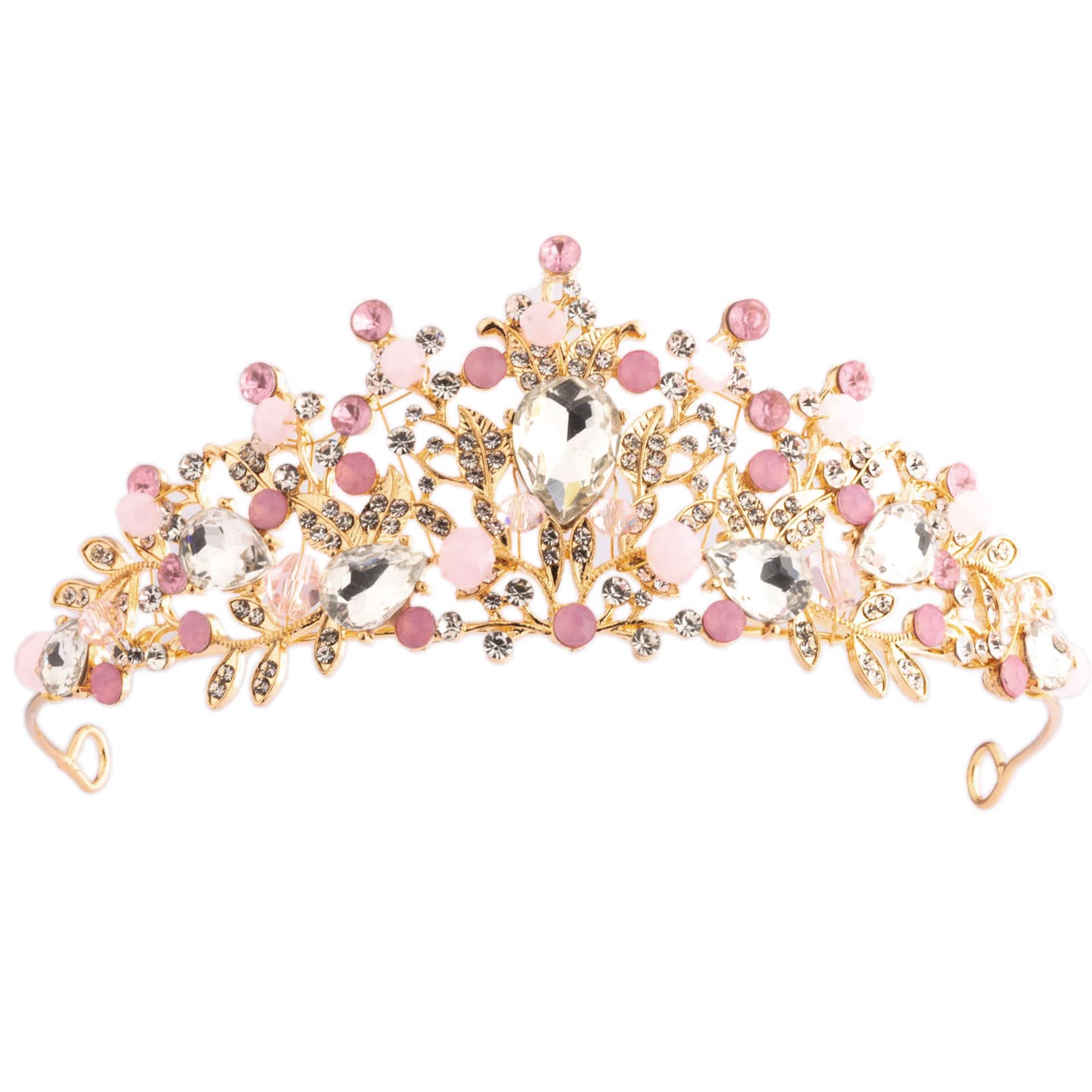 Princess Tiaras for Girls, Crystal Tiara Pearl Princess Crown Headband, Princess Tiara Headband for Birthday, Celebration, Holiday,Costume Party (A)