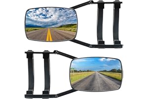 Lifronkit Universal Clip-on Towing Mirrors Extended Mirrors for Towing 360 Degree Rotation Adjustable Towing Mirror, Black, 2 Pieces