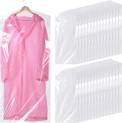 Hejo 30 Pack Plastic Clothes Covers 60x140cm Clear Garment Bags