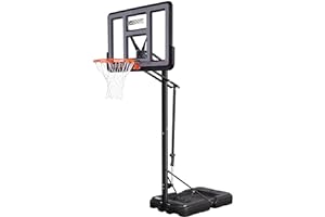 AWII SPORT Basketball Hoop Outdoor Protable 44/48 Inch Impact Backboard, 4.8-10FT Height Adjustable Basketball Hoop Goal System with Wheels for Adults