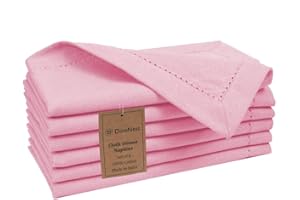DineNest Hemstitch Dinner Napkins 100% Cotton Set of 6 - for Dining Special Occasions Weddings Parties Holidays Easter - Soft