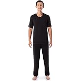 Fruit of the Loom mens 360 Stretch Short Sleeve V-neck Top and Pant Sleep Pajama Set