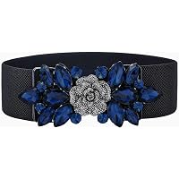 Wriidy Rhinestone Stretch Belt Wide Dress Flower Belt Women  display picture 1