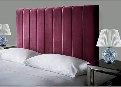 Portland Lined Headboard Claret Velvet 4ft6 Double for Divan Beds
