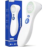 No-Touch Thermometer for Adults and Kids, 1-Second Fast Reading, Color-Coded Fever Alarm, Silent Mode, Object & Room Temperature Function, Baby Essential | Home Medical | Nurse Accessories for Work