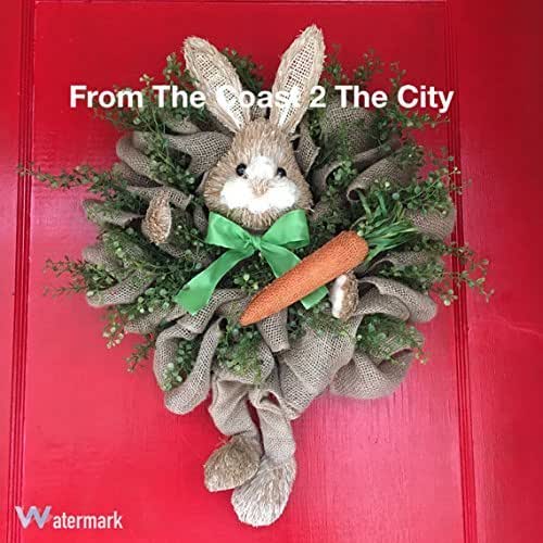 Amazon Com Spring Wreath Easter Bunny Wreath Burlap And Boxwood