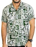 La Leela Men's Aloha Hawaiian Shirt Short Sleeve Button Down Casual Beach Party Green