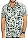 La Leela Men's Aloha Hawaiian Shirt Short Sleeve Button Down Casual Beach Party Green
