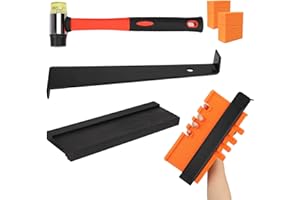 Laminate/Vinyl Flooring Tools, Tapping Block for Vinyl Plank Flooring-Double Sided with Notches,10‘’ Contour Gauge, Pull Bar,