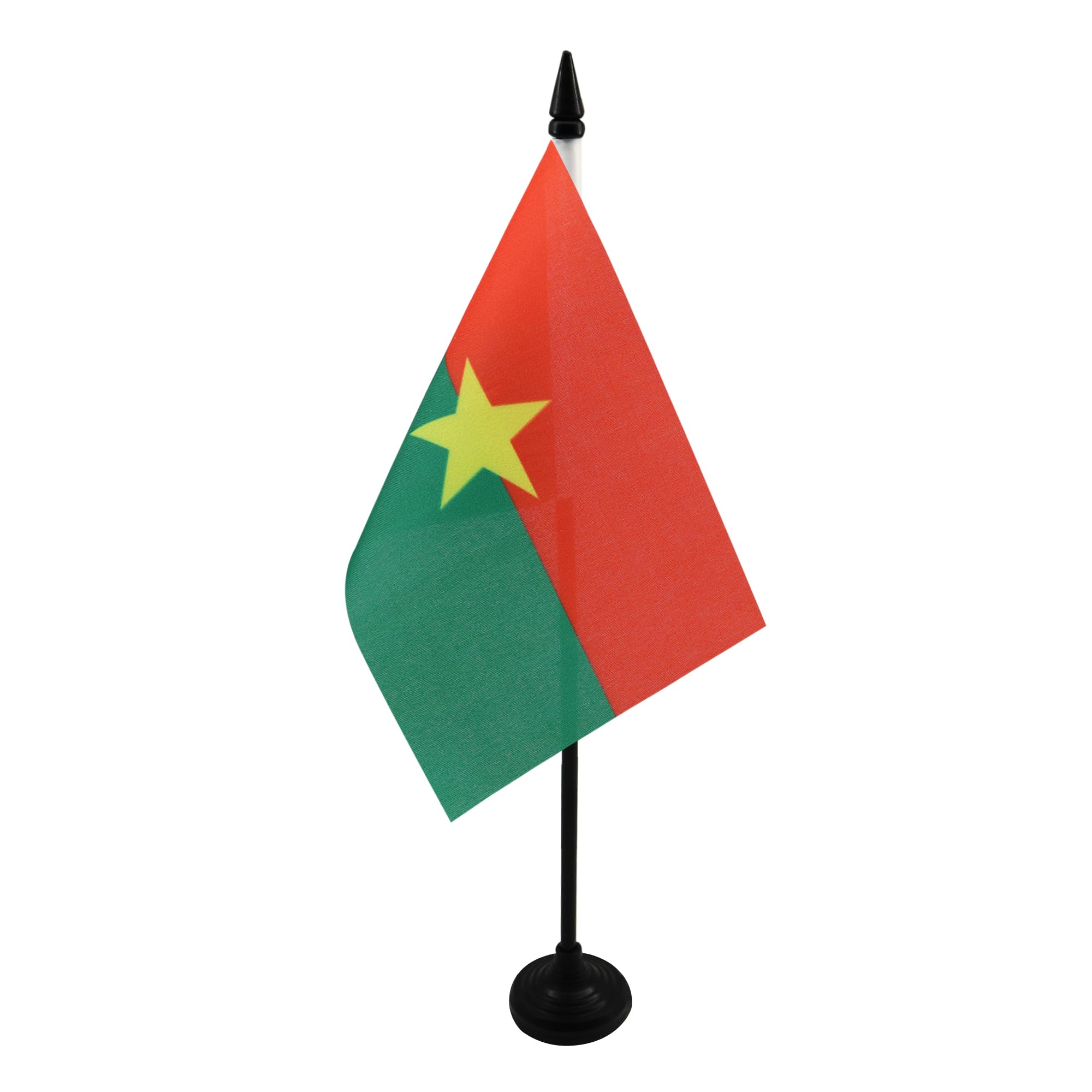 AZ FLAG - Burkina Faso Table Flag 4'' x 6'' - Burkinabé Office Mini Banner 100% Polyester 15 x 10 cm - Mini Desk Flag with 10'' Pole and Black Plastic Base