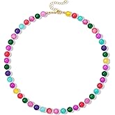 KELORIS PATH Colorful Beaded Necklace for Women, Natural Stone Boho Choker Handmade Summer Trendy Beach Jewelry Gift
