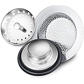 3 Pieces Kitchen Sink Stopper Strainer, Garbage Disposal Plug, Anti-Clogging Stainless Steel Sink Disposal Stopper, Perforated Basket Drain Filter Sieve or Keep Water for Standard Kitchen Sink Drain