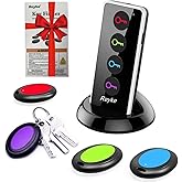 Reyke Key Finder, 80dB+ RF Item Locator Tags with 131ft. Working Range, Wireless Remote Tracker for Wallet, Phone, Glasses, Pet, 1 RF Transmitter & 4 Receivers