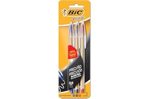BIC Cristal Precisão -Caneta Esferográfica, Ponta Fina de 0.8mm, Pacote com 3 unidades