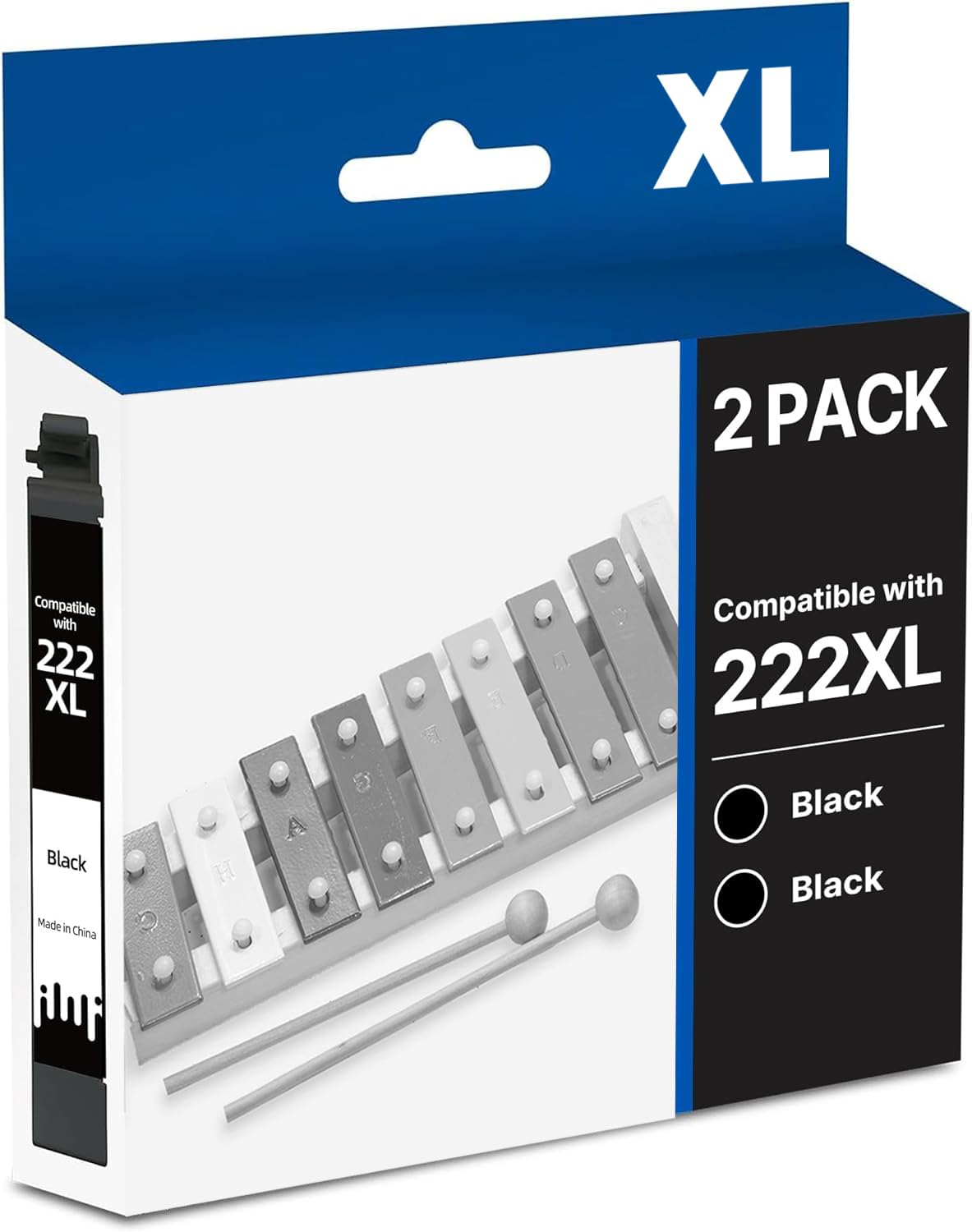 Photo 1 of 222XL Black Remanufactured for 222 222bk Ink Cartridges for T222 222XL BK High Yield use to WF-2960, XP-5200 WF 2960, XP 5200 Printer (2 Black)