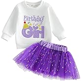 SAYOO Toddler Baby Girls Birthday Outfits Birthday Girl Embroidery Letter Sweatshirt Tops+Donut Rainbow Tutu Skirt Clothes