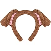 Mangoit Dog Ears Headband, Brown Dalmatian Dog Ears Headbands, Fluffy Animal Costume Hairband for Halloween Cosplay, Party, Washing, Makeup