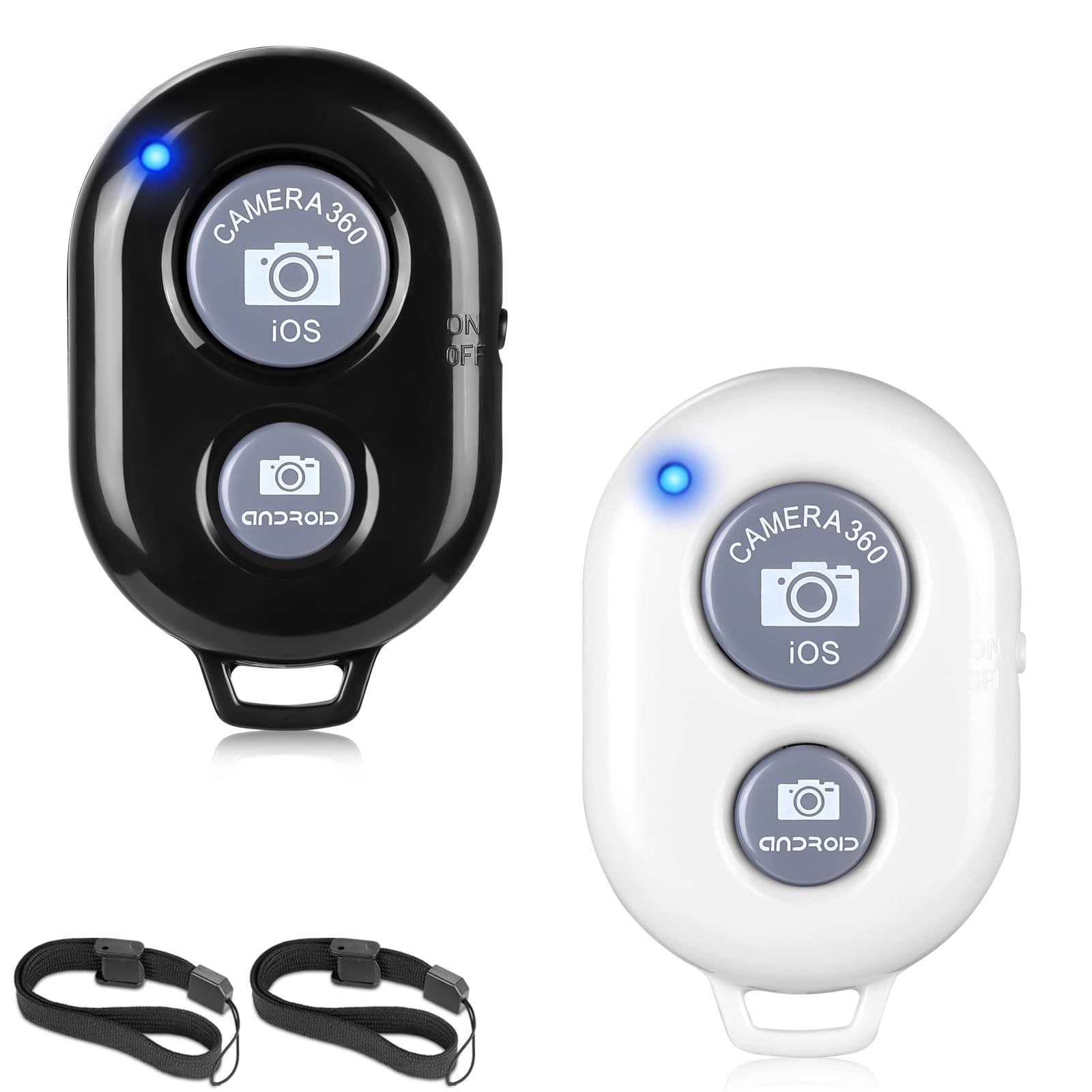 Photo 1 of 2 Pack Wireless Camera Remote Control - Wireless Remote for iPhone & Android Phones iPad iPod Tablet, Clicker for Photos & Videos - Black & White