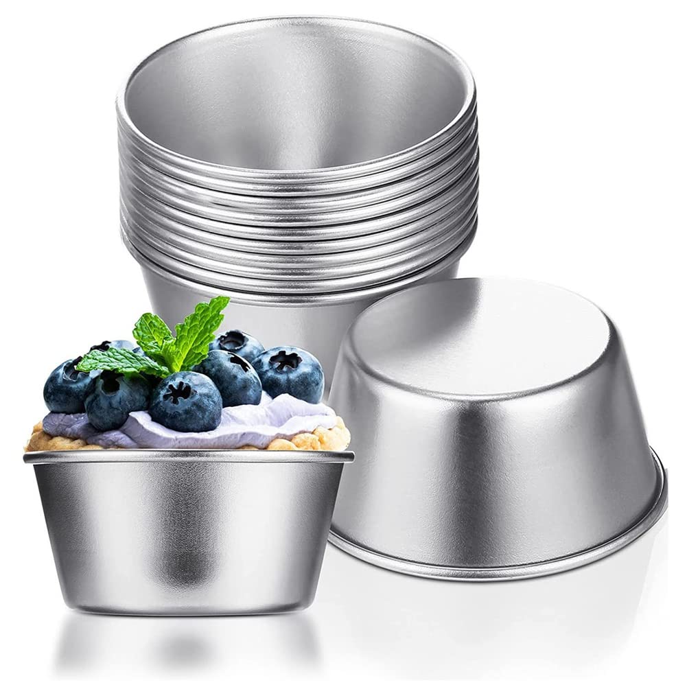 Pokhdye 12 Pieces Individual Molds Pudding Molds Cups Mini Molten Pans Non-Stick Cupcake Cake Cookie Pudding Mold
