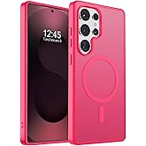 SUPFINE Magnetic for Samsung Galaxy S25 Ultra Case Case(Compatible with MagSafe) (Military Grade Drop Protection) Slim Translucent Shockproof Phone Case,Hot Pink