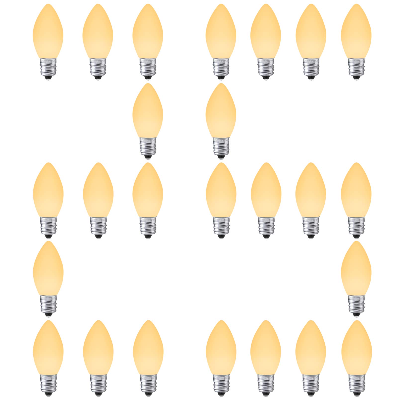 Photo 1 of AIDDOMM LED Christmas Replacement Bulbs 25 Pack C7, for Outdoor and Indoor, Dimmable, E12Candelabra Base, Warm White