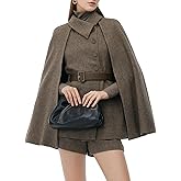 GOELIA Women 2026 Spring Washable Wool Cloak Coats And Flap Neck Button Vest Two-Piece Set with Belt Plus Size Coat Outerwear