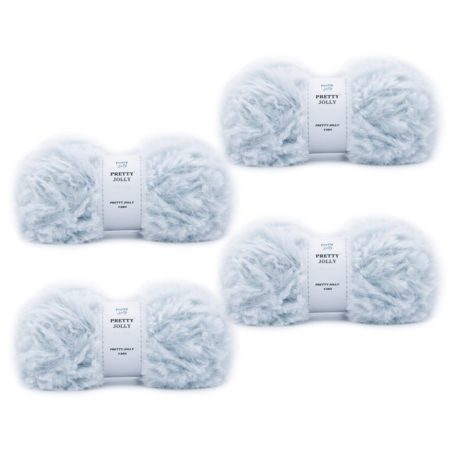 Pretty Jolly 4 Balls Faux Fur Super Soft Chunky Fluffy Eyelash Polyester Yarn - Light Blue — image 1