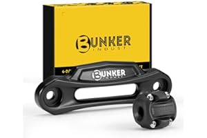 BUNKER INDUST Winch Hawse Fairlead with Winch Cable Hook Stopper, 4-7/8’’ Inch Bolt Pattern Aluminum Fairlead Rubber Winch Stopper Kit for 3500-4500LBS ATV/UTV Winch