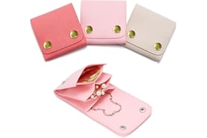 WSXBAGY Small Jewelry Bags 3 Pcs Microfiber Jewerly Rolls Small Bags for Jewelry Gift Bags Jewelry Organizer Pouch with Snap Button for Bracelet Rings Necklace for Traveling Gifting, 3"x3", Pink