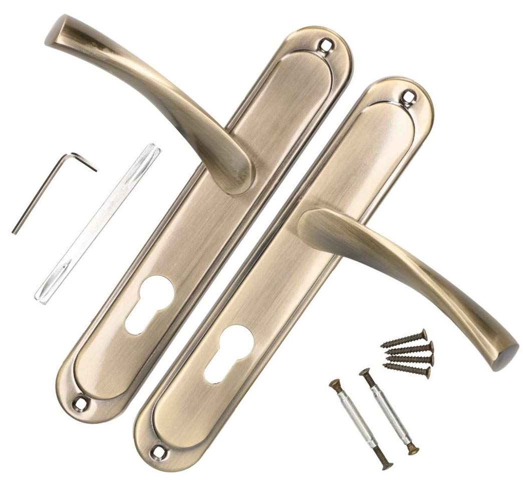 KOTARBAU Door Handle 90 mm PZ Door Handle Patina Door Fitting Door Handle Set Long Plate Door Handle Set Interior Door Exterior Door Handle Gate Fitting