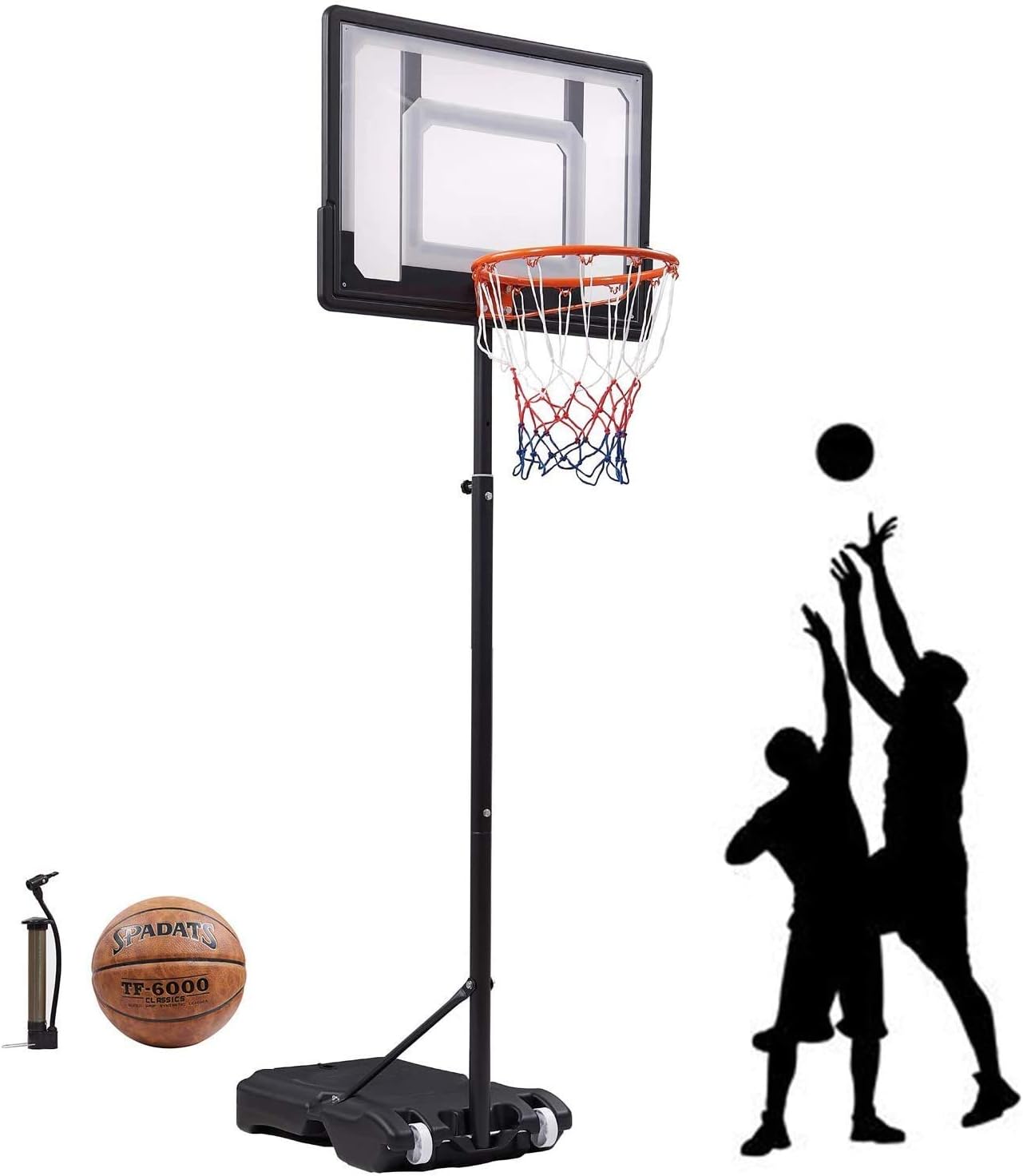 Portable Basketball Hoop & Goal Basketball System Basketball Equipment Height Adjustable 65”-104” Come with Basketball & Ball Pump for Youth Kids Indoor Outdoor Use : Sports & Outdoors