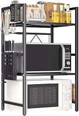 Multibao 3 Tier Expandable Microwave Rack Shelf - Black, Adjustable view 7