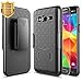 NageBee Galaxy Sky Case, J36V, J3 (2016), J3 V, Sol, Amp Prime, Express Prime Case with [Tempered Glass Screen Protector], [Holster Belt Clip] Armor Shock Proof Slim Shell Kickstand Combo Case -Black