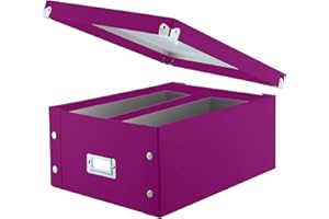 Snap-N-Store CD Storage Box - Pack of 1/2 - Durable Disc Holder with Lid to Store for Discs (1 Pack - Doublewide CD, Berry)