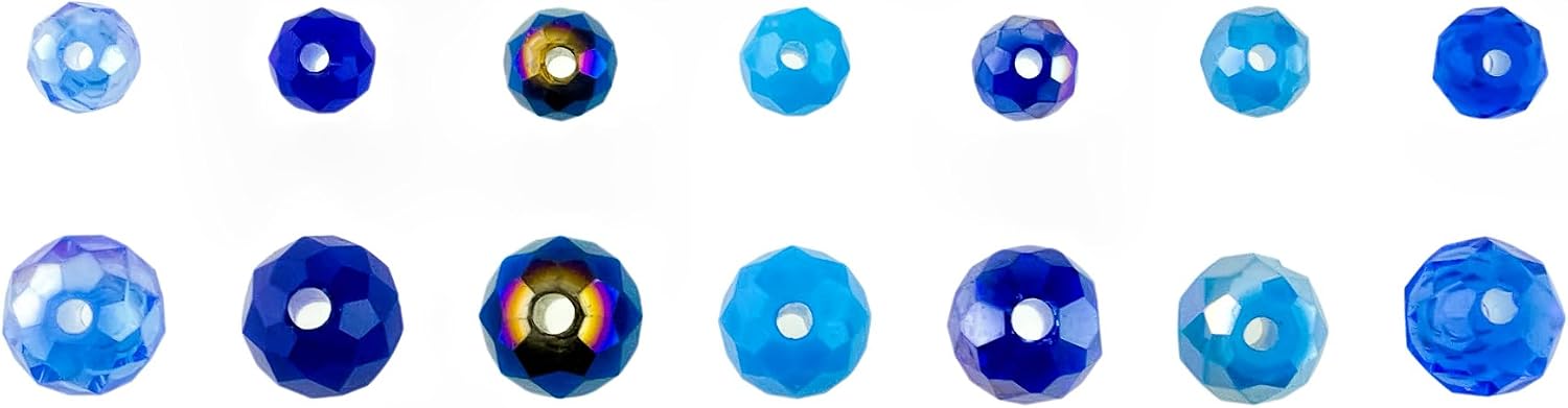 400pcs Ocean Blue Rondelle Glass Crystal Beads - Mixed Blue Set for Jewellery Making & Craft Projects, Ocean Blue Mix, 4mm, 6mm - Image 5
