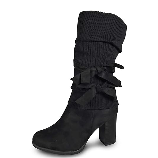 Damen Stiefel Strick Stiefeletten Boots Strickschaft High Heels leicht gefüttert BL62