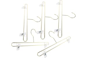 MAGICLULU 5pcs Adjustable Metal Underwear Hangers with Non-Slip Clips Gold Space-Saving Pants Skirt Clips for