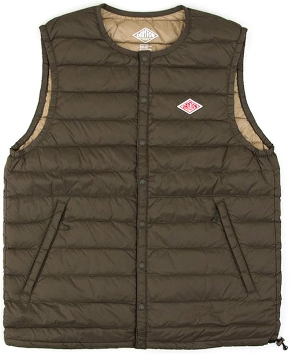Amazon Co Jp Danton ダントン メンズ クルーネックインナーダウンベスト Jd 8752 42サイズ 48 Olive 服 ファッション小物