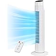 Uthfy 31" Electric Tower Fan That Blow Cold Air, Quiet Cooling Fan with Oscillation 7.5H Timer,Portable Floor Bladeless Standing Fan with Remote, White