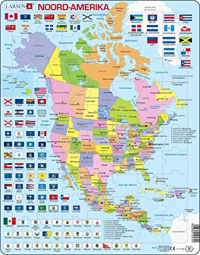 Larsen K17 Política de América del Norte, edición en Holandés, Puzzle de Marco con 70 Piezas