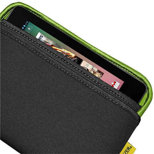 Amzer 8-Inch Slim Reversible Neoprene Horizontal Sleeve with Pocket for Tablet/eBook Reader - Black/Leaf Green (AMZ94873)