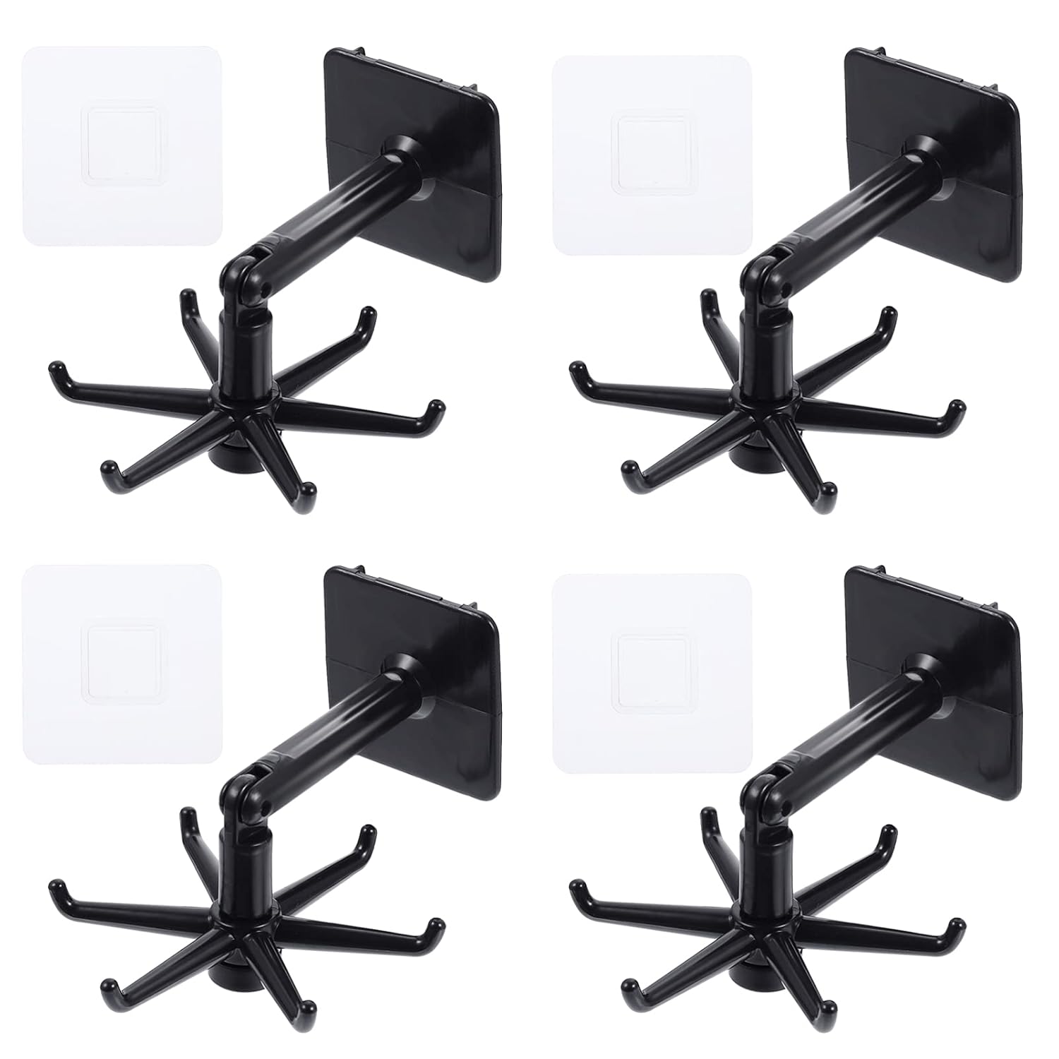 UPKOCH 4pcs Black Rotating Folding Hook Self Adhesive Vertical Flip