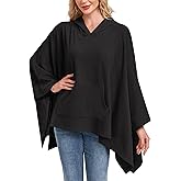 WOWENY Poncho for Women Hooded Cape Oversized Sweatshirt Shawl Warm Hoodie Pullover Loose Fitting Top Pockets for Fall Winter